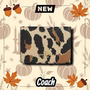 COACH Card Holder Wallet – Leopard Print & Signature Canvas – New NWT